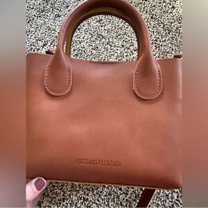 Portland Leather Raindrop Small  Crossbody Bag in Rich Tan